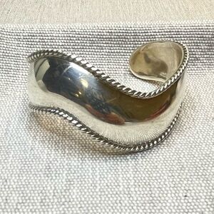 TAXCO Silver Braided Wave Cuff Bracelet | 6-6.5”